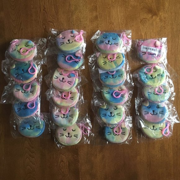 Tie-dye plush cat coin pouches NWT - Picture 1 of 7